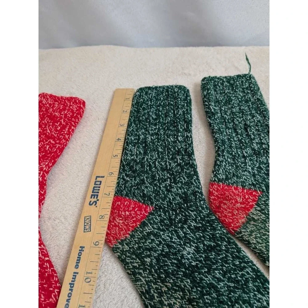 Cozy Knit Crew Socks Red Green Fair Isle Pattern Cozy Winter Warm Hand Knit Sock